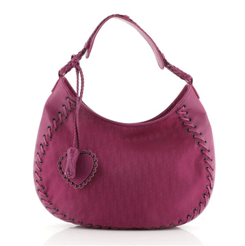 Christian Dior Vintage Braided Hobo Diorissimo Canvas Medium