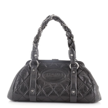 Chanel Lady Braid Frame Satchel Quilted Distressed Lambskin Medium