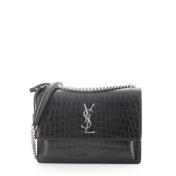 Saint Laurent Sunset Crossbody Bag Crocodile Embossed Leather Medium
