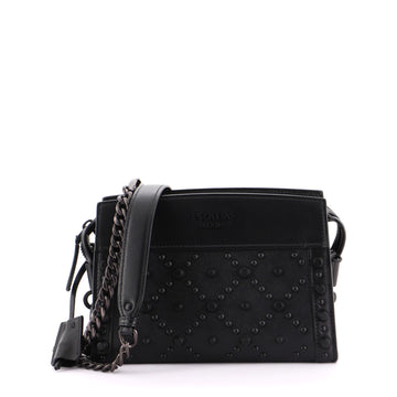 Prada Monochrome Crossbody Bag Studded Saffiano Leather Small