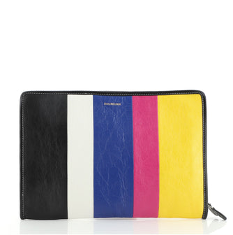 Balenciaga Bazar Pouch Striped Leather