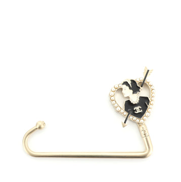 Chanel Coco Heart Bag Holder Metal with Enamel and Faux Pearls