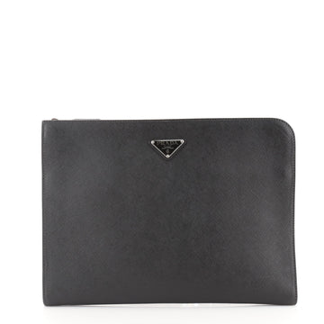 Prada Logo Pouch Saffiano Leather Large