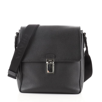 Prada Push Lock Flap Messenger Bag Vitello Daino Small