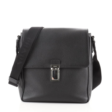 Prada Push Lock Flap Messenger Bag Vitello Daino Small