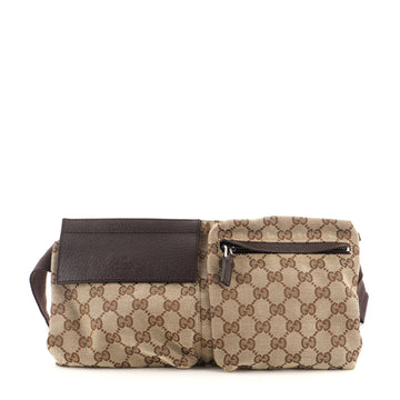 Gucci Vintage Double Belt Bag GG Canvas