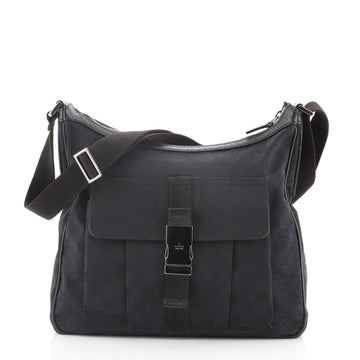Gucci Vintage Front Pocket Buckle Zip Messenger GG Canvas Medium