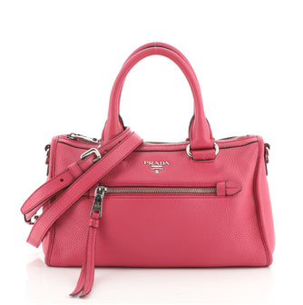 Prada Front Zip Convertible Satchel Vitello Phenix Small