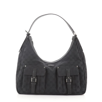Gucci Double Pocket Zip Hobo	GG Canvas Large