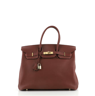 Hermes Birkin Handbag Bicolor Togo with Gold Hardware 35
