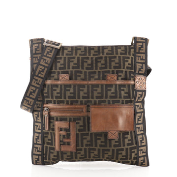 Fendi Front Pocket Flat Messenger Zucca Canvas Large