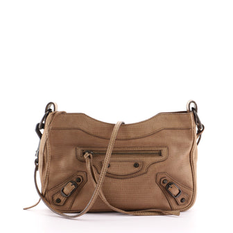 Balenciaga Hip Classic Studs Crossbody Bag Lizard Embossed Leather