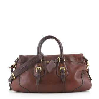 Prada Convertible Belted Satchel Cervo Antik Leather East West