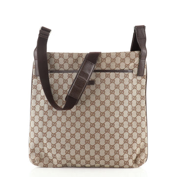 Gucci Vintage Front Pocket Flat Messenger GG Canvas Large