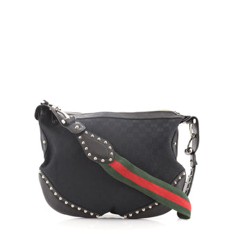 Gucci Pelham Web Hobo Studded GG Canvas Medium