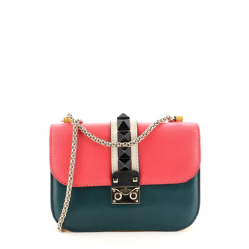Valentino Glam Lock Covered Studs Handbag Leather Small