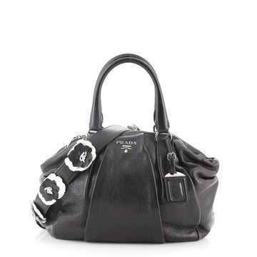Prada Pleated Bowler Bag Cervo Leather Large