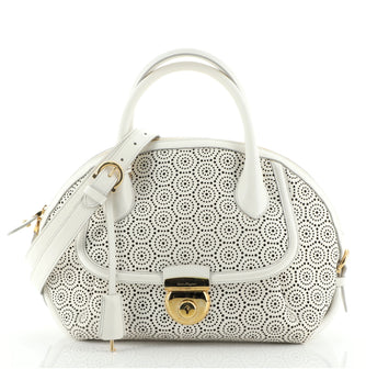 Salvatore Ferragamo Fiamma Satchel Laser Cut Leather Medium