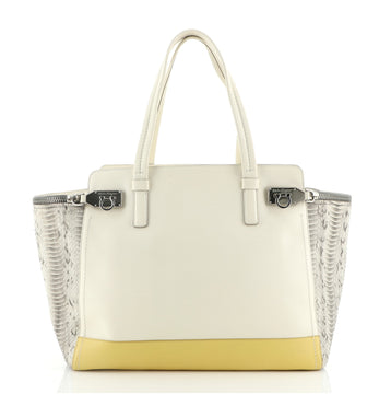 Salvatore Ferragamo Verve Tote Leather and Snakeskin Large