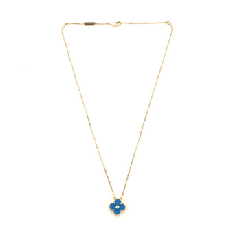 Van Cleef & Arpels Vintage Alhambra Pendant Necklace 18K Yellow Gold and Sèvres Porcelain with Diamond