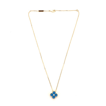 Van Cleef & Arpels Vintage Alhambra Pendant Necklace 18K Yellow Gold and Sèvres Porcelain with Diamond