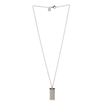 Bvlgari Signature Bar Pendant 18K White Gold and Diamond Necklace