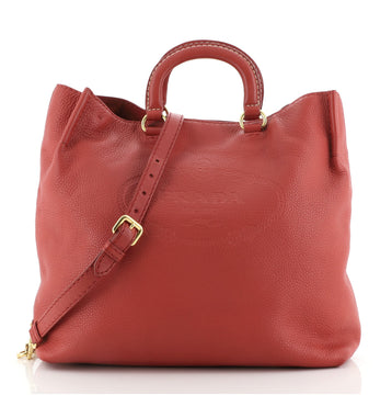 Prada Embossed Logo Convertible Open Tote Vitello Daino Large