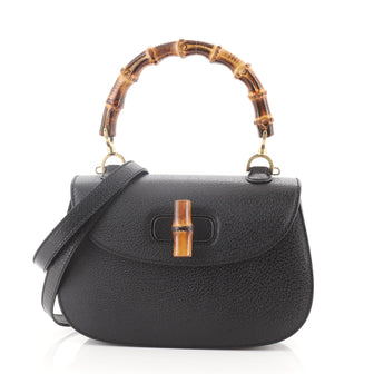 Gucci Vintage Convertible Bamboo Top Handle Bag Leather Medium