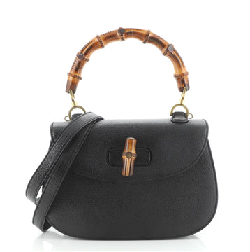 Gucci Vintage Convertible Bamboo Top Handle Bag Leather Medium