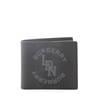 Burberry Logo Graphic Bifold Wallet London Check Coated Canvas Compact