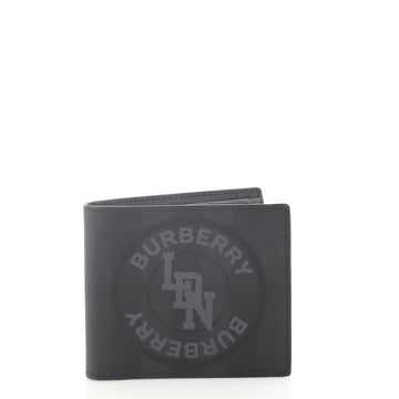 Burberry Logo Graphic Bifold Wallet London Check Coated Canvas Compact