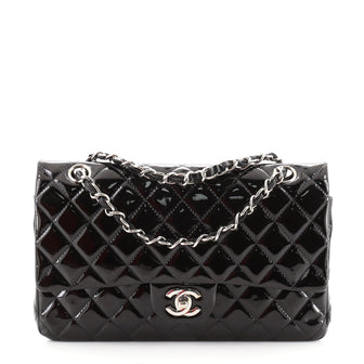 Chanel Vintage Classic Double Flap Bag Quilted Patent Medium