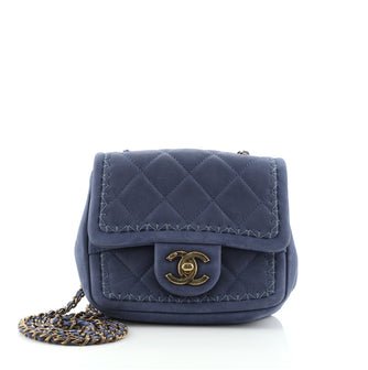 Chanel CC Flap Bag Quilted Calfskin with Stitch Detail Mini