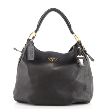 Prada Zippers Hobo Cervo Leather Large
