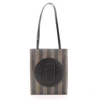 Fendi Pequin Shopping Tote Canvas and Leather Tall