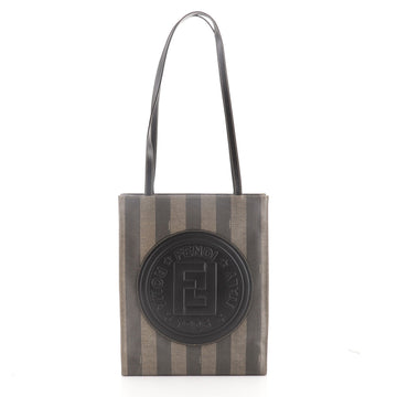 Fendi Pequin Shopping Tote Canvas and Leather Tall