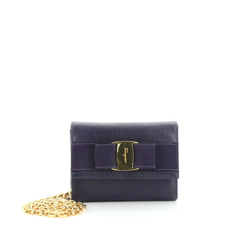Salvatore Ferragamo Ginny Chain Waist Bag Lizard Embossed Leather Small