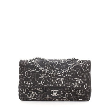 Chanel Classic Single Flap Bag CC Studded Canvas Medium