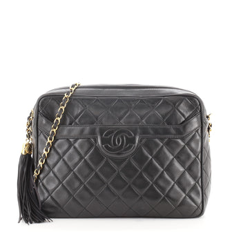 Chanel Vintage Front Pocket Camera Bag Quilted Leather Large