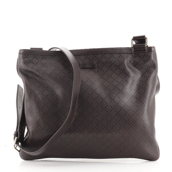 Gucci Zip Top Messenger Bag Diamante Leather Large