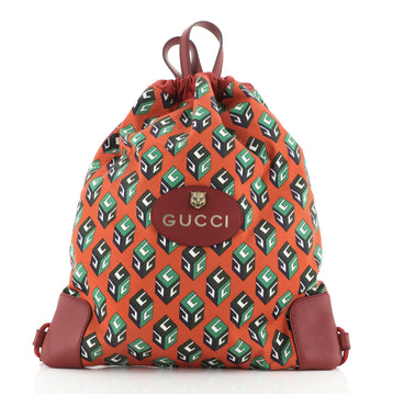 Gucci Neo Vintage Drawstring Backpack Printed Canvas Large