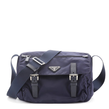 Prada Zip Buckle Messenger Bag Tessuto Small