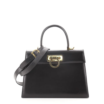 Salvatore Ferragamo Gancini Convertible Top Handle Bag Leather Medium
