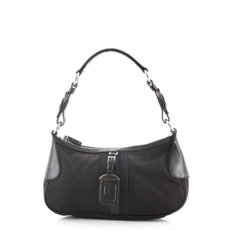 Prada Belted Zip Shoulder Bag Tessuto with Leather Medium