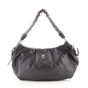 Prada Lux Chain Strap Hobo Cervo Leather Small