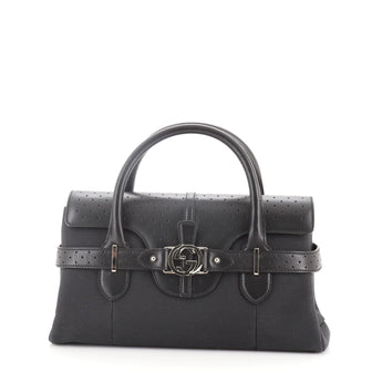 Gucci Reins Flap Satchel Perforated Leather and Canvas