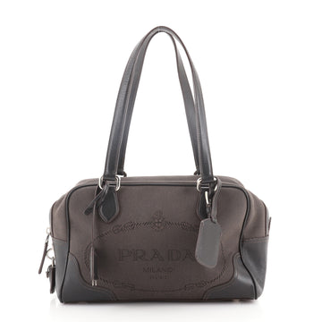 Prada Logo Bauletto Bag Canvas with Leather Medium
