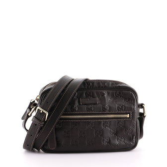 Gucci Front Zip Camera Bag Guccissima Leather Small