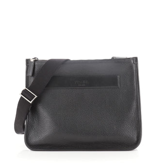 Prada Front Pocket Flat Crossbody Bag Leather Large