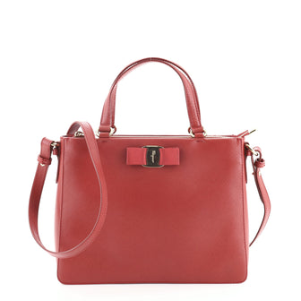 Salvatore Ferragamo Tracy Bow Tote Saffiano Leather Small